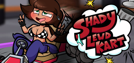 Shady Lewd Kart title artwork with a clothed cartoon kart racer