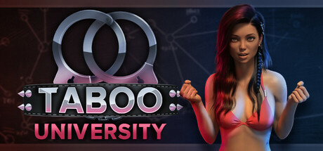 Taboo University Book One title artwork with a bikini-clad adult character